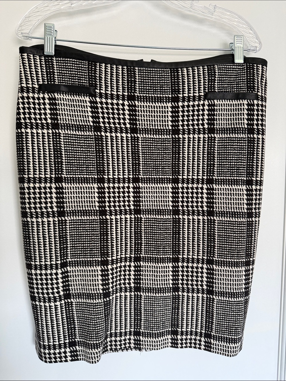 Talbots Black and White Plaid Pencil Skirt 10p